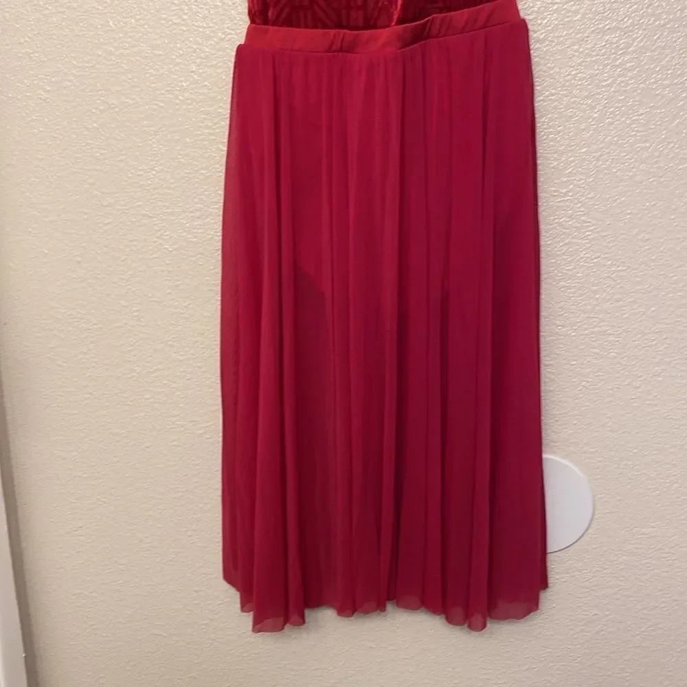 Weissman Dance costume red maxi mesh flocked dress More 12261 child LC